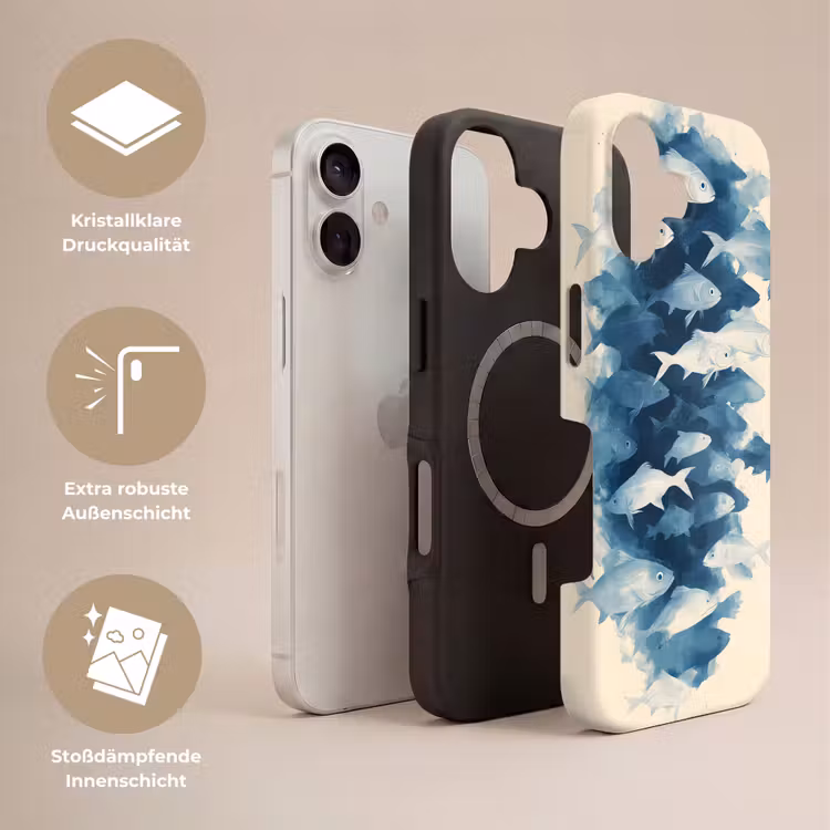 Vissen - Minimalistisch - Blauw Toughcase MagSafe Apple iPhone 17 klein -USP_Lagen_DE