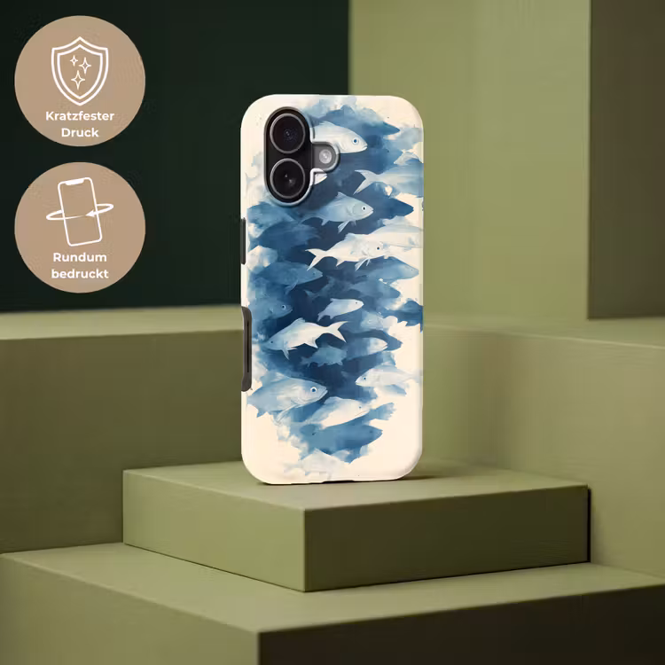 Vissen - Minimalistisch - Blauw Toughcase MagSafe Apple iPhone 17 klein -USP_PrintM_DE
