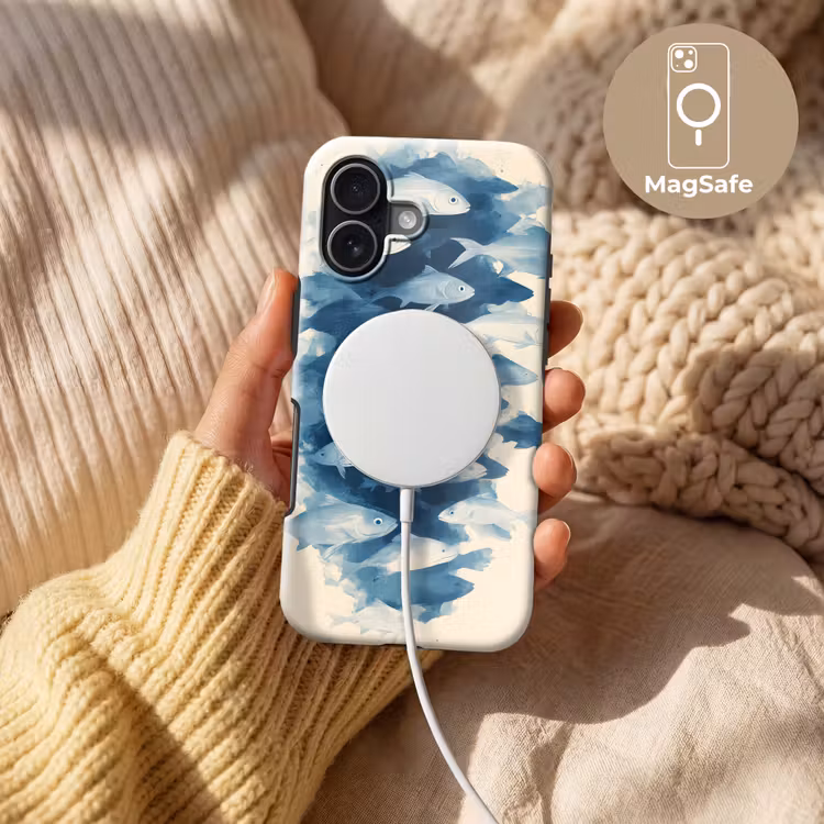Vissen - Minimalistisch - Blauw Toughcase MagSafe Apple iPhone 17 klein -USP_MagsafeV