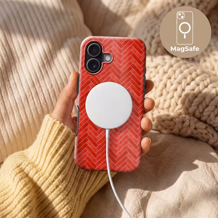 Visgraat - Tegel - Rood Toughcase MagSafe Apple iPhone 17 klein 1017 -USP_MagsafeV