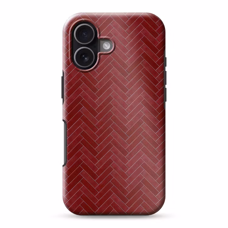 Visgraat - Wandtegel - Bordeaux - Rood Toughcase MagSafe Apple iPhone 17 klein 1017 -3d