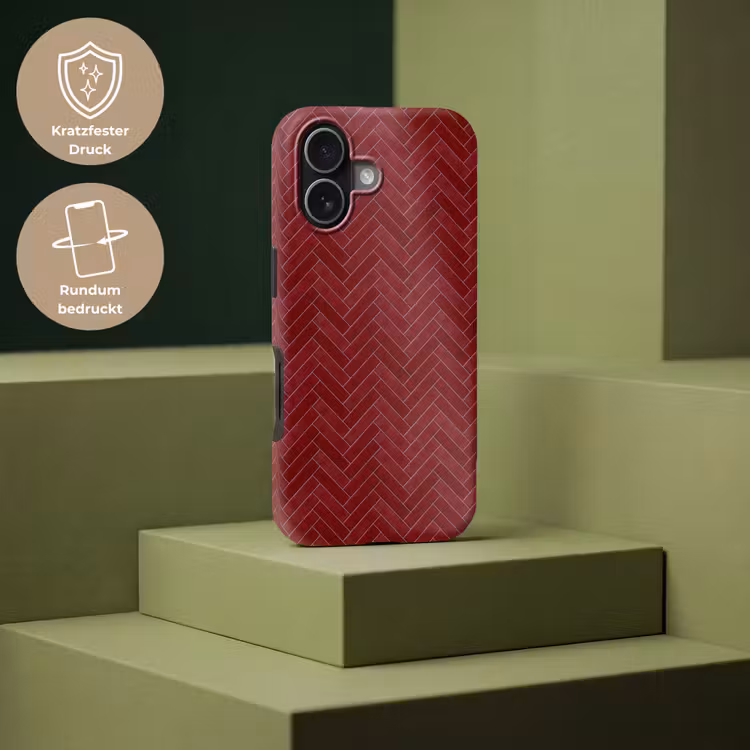 Visgraat - Wandtegel - Bordeaux - Rood Toughcase MagSafe Apple iPhone 17 klein 1017 -USP_PrintM_DE