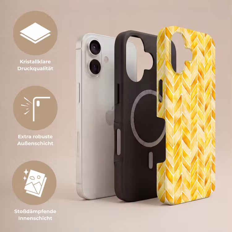 Visgraat - Aquarel - Patronen - Goudgeel Toughcase MagSafe Apple iPhone 17 klein 1017 -USP_Lagen_DE