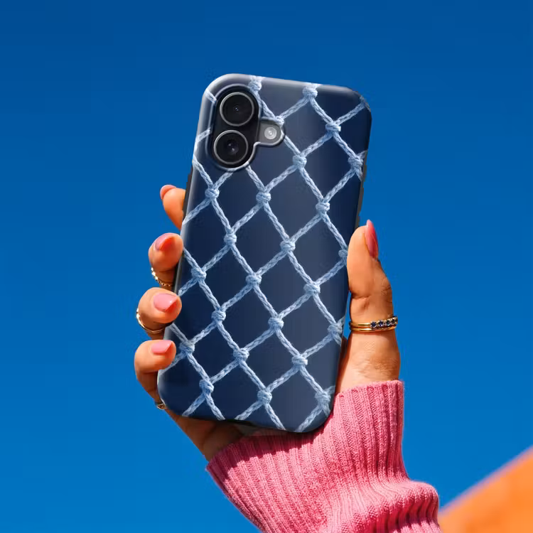 Visnet - Touw - Patroon - Marineblauw Toughcase MagSafe Apple iPhone 17 klein 1017 -Sfeer1V