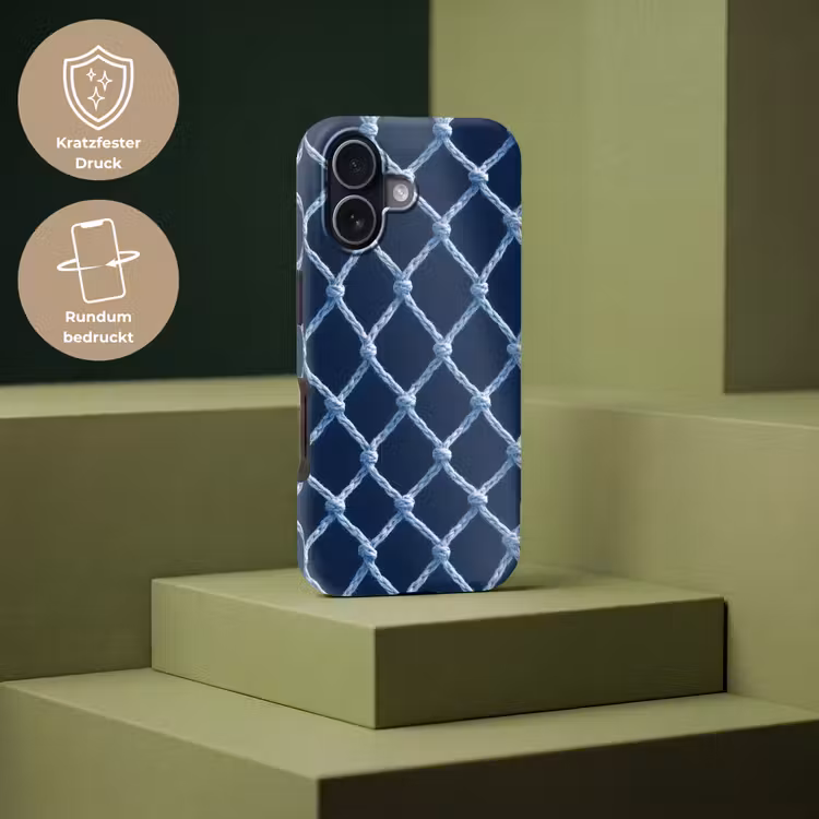 Visnet - Touw - Patroon - Marineblauw Toughcase MagSafe Apple iPhone 17 klein 1017 -USP_PrintM_DE
