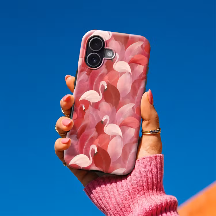 Flamingo - Botanisch - Elegant - Roze - Rood Toughcase MagSafe Apple iPhone 17 klein 1017 -Sfeer1V