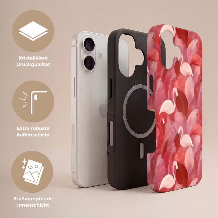 Flamingo - Botanisch - Elegant - Roze - Rood Toughcase MagSafe Apple iPhone 17 klein 1017 -USP_Lagen_DE
