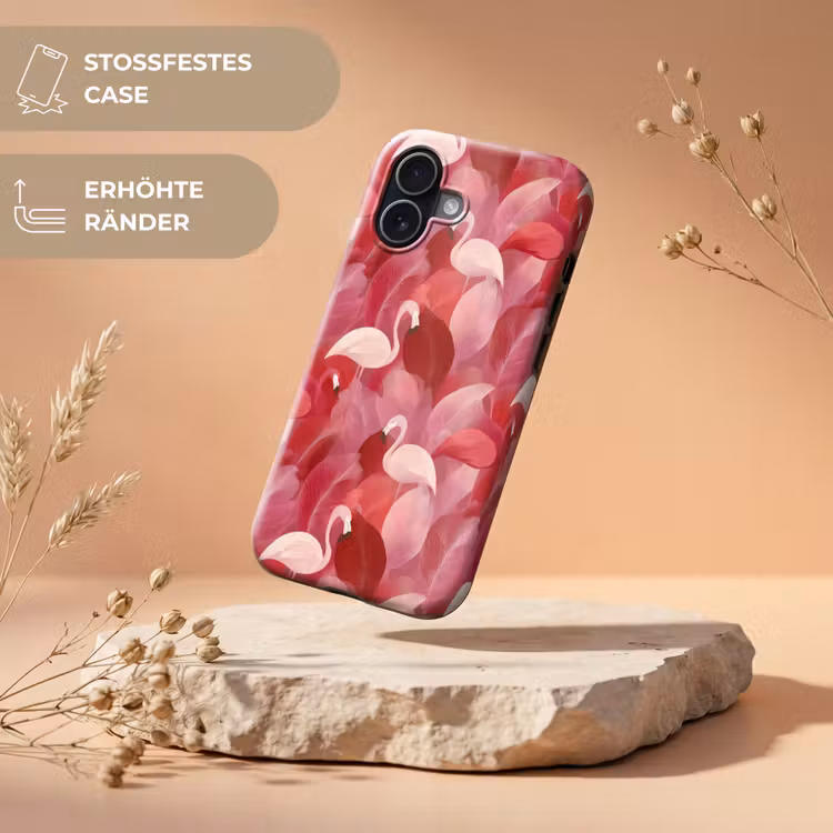 Flamingo - Botanisch - Elegant - Roze - Rood Toughcase MagSafe Apple iPhone 17 klein 1017 -USP_RandenV_DE