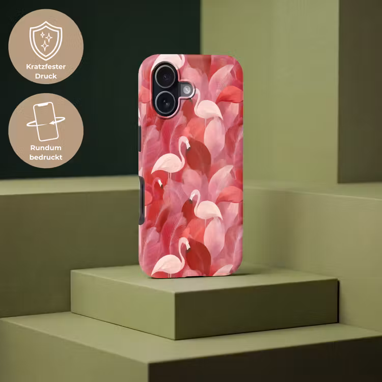 Flamingo - Botanisch - Elegant - Roze - Rood Toughcase MagSafe Apple iPhone 17 klein 1017 -USP_PrintM_DE