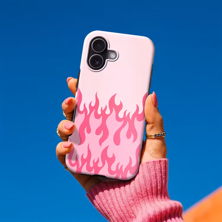Vlammen - Patroon - Abstract - Modern - Roze Toughcase MagSafe Apple iPhone 17 klein -Sfeer1V