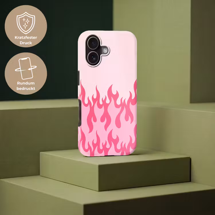 Vlammen - Patroon - Abstract - Modern - Roze Toughcase MagSafe Apple iPhone 17 klein -USP_PrintM_DE
