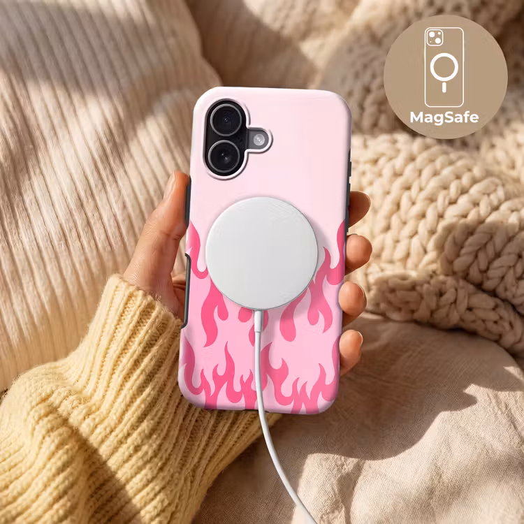 Vlammen - Patroon - Abstract - Modern - Roze Toughcase MagSafe Apple iPhone 17 klein -USP_MagsafeV