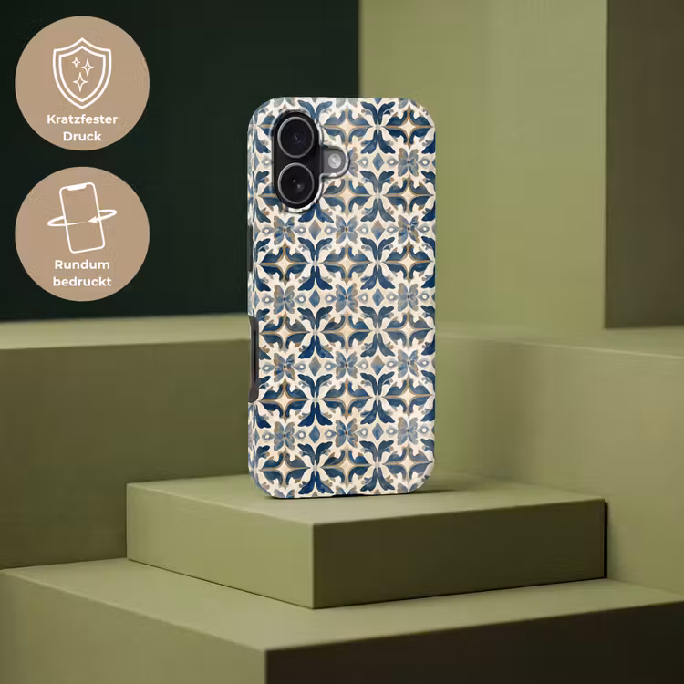 Tegel - Patroon - Blauw - Beige Toughcase MagSafe Apple iPhone 17 klein 1017 -USP_PrintM_DE