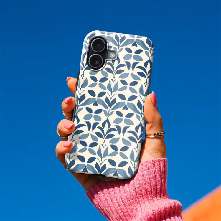 Flora - Modern - Blauw Toughcase MagSafe Apple iPhone 17 klein 1017 -Sfeer1V