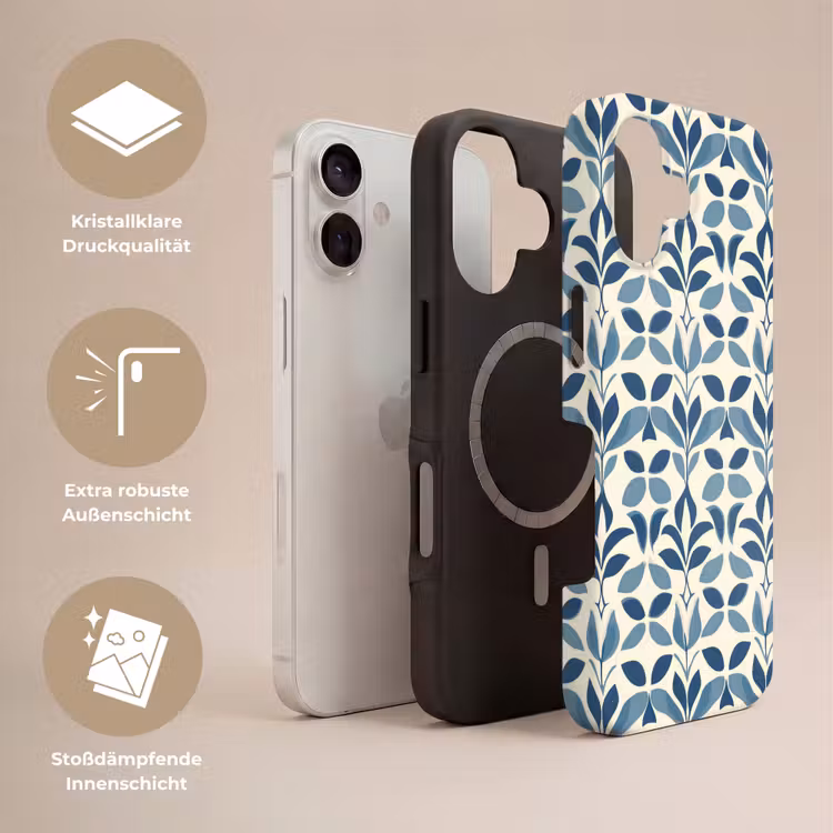 Flora - Modern - Blauw Toughcase MagSafe Apple iPhone 17 klein 1017 -USP_Lagen_DE