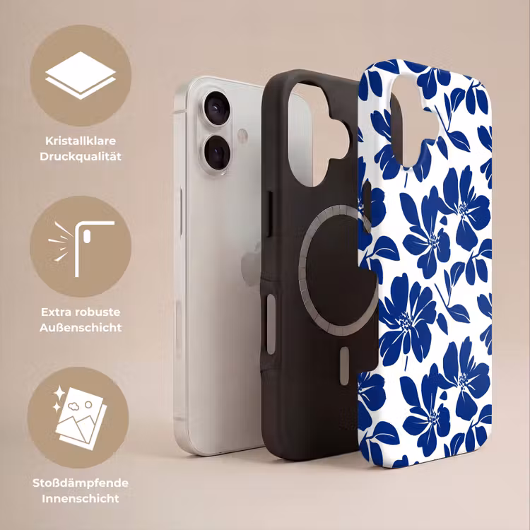 Floraal - Modern - Blauw Toughcase MagSafe Apple iPhone 17 klein 1017 -USP_Lagen_DE
