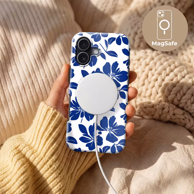 Floraal - Modern - Blauw Toughcase MagSafe Apple iPhone 17 klein 1017 -USP_MagsafeV