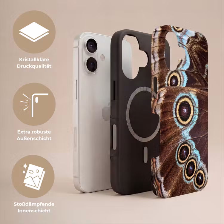 Vleugels - Vlinder - Blauw Toughcase MagSafe Apple iPhone 17 klein -USP_Lagen_DE