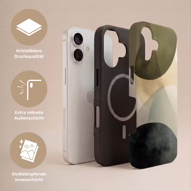 Vlakken - Abstract - Beige - Cirkels Toughcase MagSafe Apple iPhone 17 klein -USP_Lagen_DE