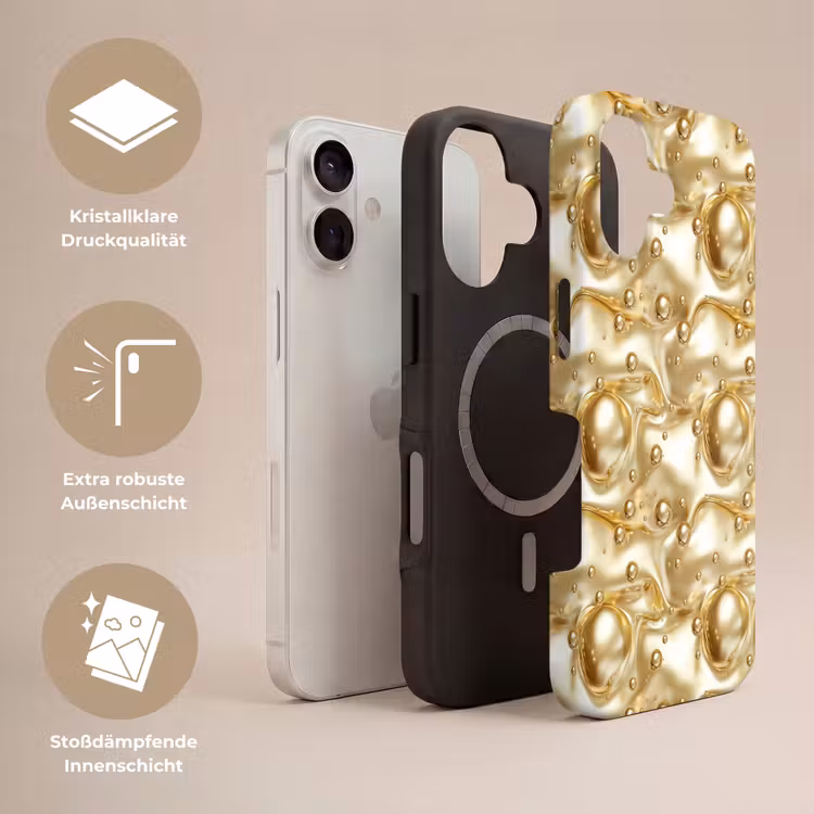 Vloeibaar - Druppels - Goud Toughcase MagSafe Apple iPhone 17 klein 1017 -USP_Lagen_DE