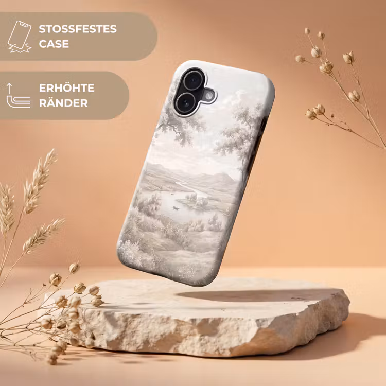 Rivierlandschap - Bergen - Natuur - Vintage - Beige Toughcase MagSafe Apple iPhone 17 klein -USP_RandenV_DE