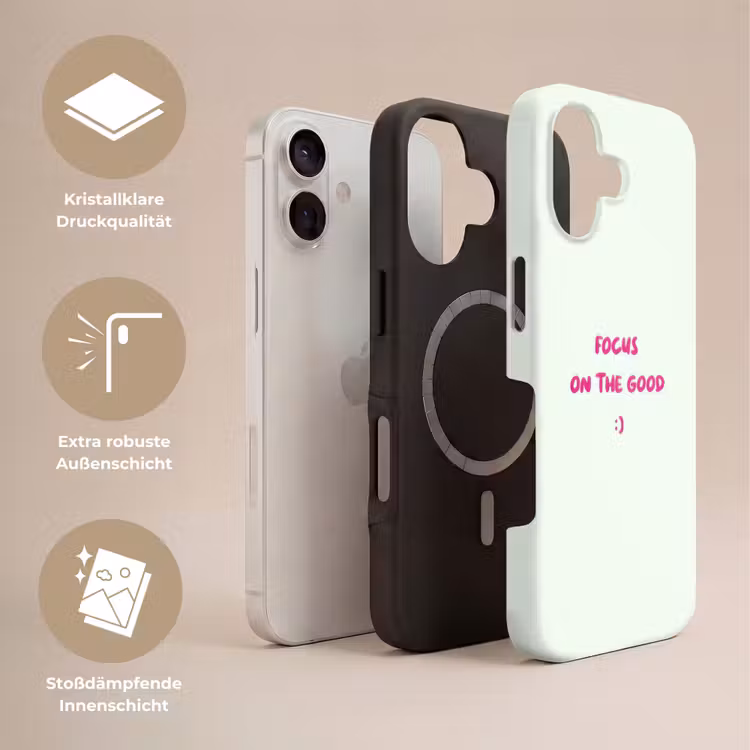 Focus - Beige - Roze - Smiley Toughcase MagSafe Apple iPhone 17 klein -USP_Lagen_DE