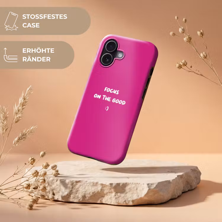 Focus - Smiley - Roze Toughcase MagSafe Apple iPhone 17 klein -USP_RandenV_DE