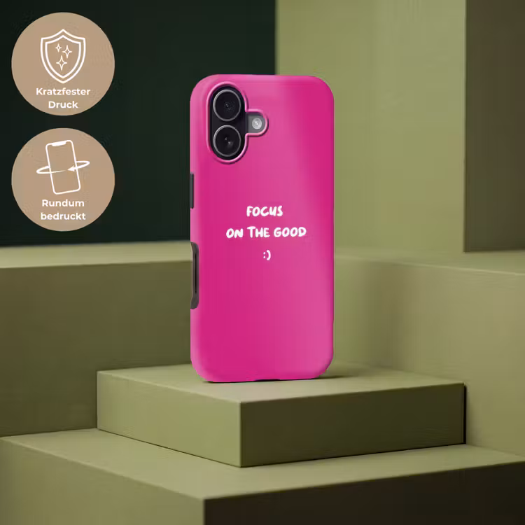 Focus - Smiley - Roze Toughcase MagSafe Apple iPhone 17 klein -USP_PrintM_DE