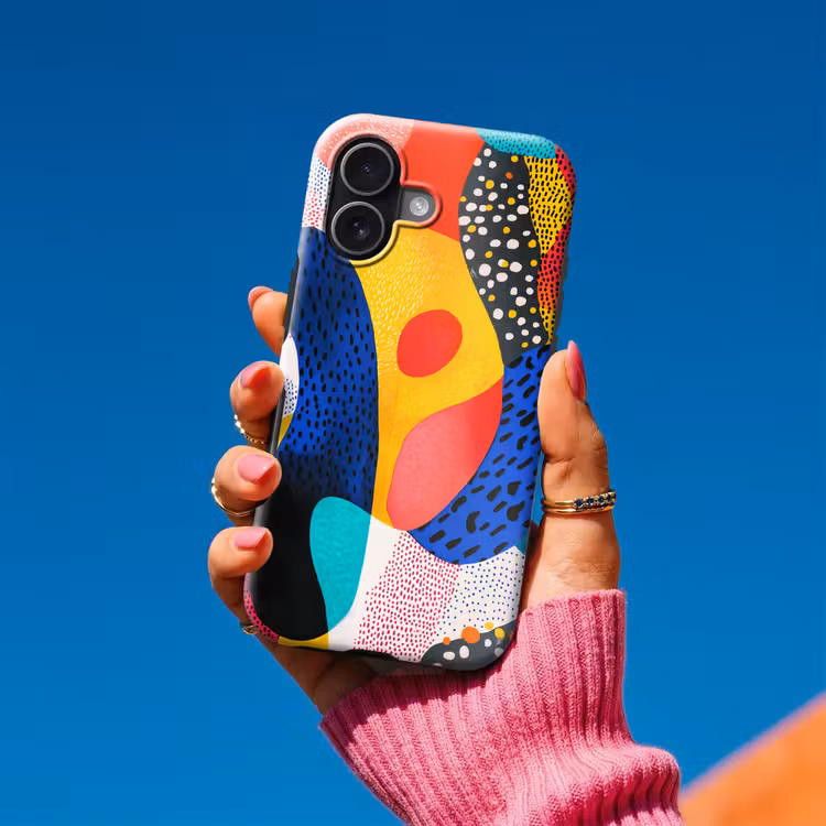 Vormen - Abstract - Stippels - Blauw Toughcase MagSafe Apple iPhone 17 klein -Sfeer1V