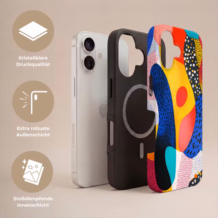Vormen - Abstract - Stippels - Blauw Toughcase MagSafe Apple iPhone 17 klein -USP_Lagen_DE
