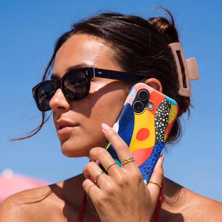 Vormen - Abstract - Stippels - Blauw Toughcase MagSafe Apple iPhone 17 klein -Sfeer2V