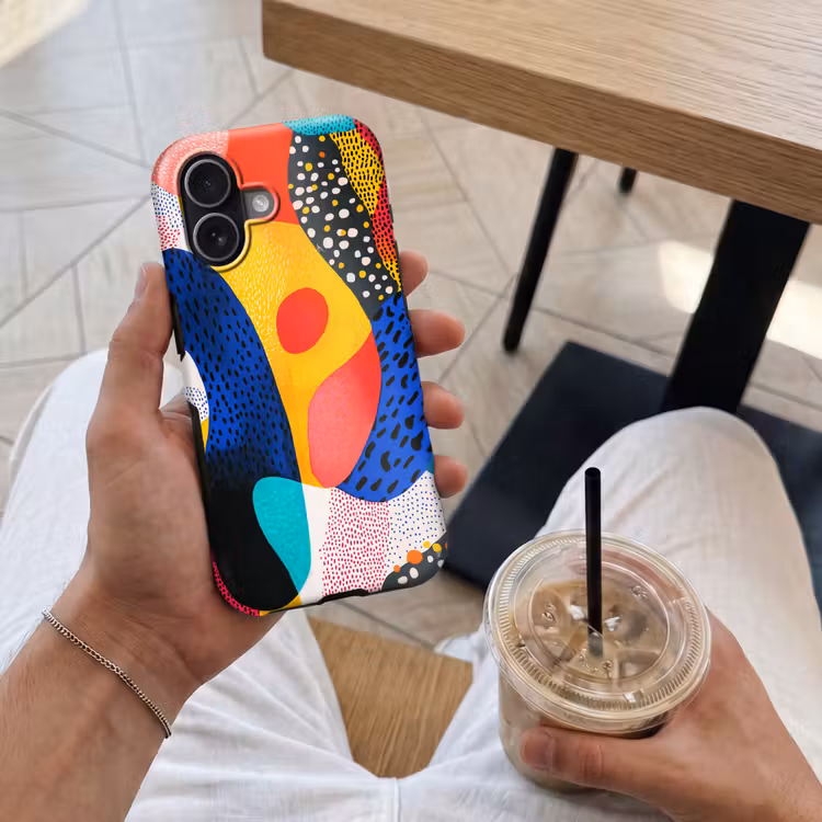 Vormen - Abstract - Stippels - Blauw Toughcase MagSafe Apple iPhone 17 klein -Sfeer1M