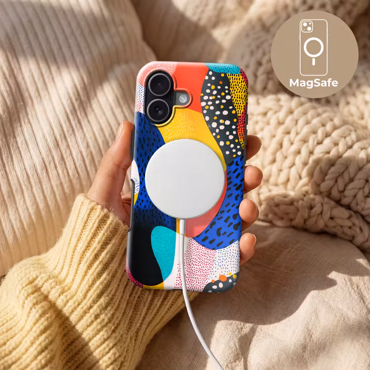 Vormen - Abstract - Stippels - Blauw Toughcase MagSafe Apple iPhone 17 klein -USP_MagsafeV