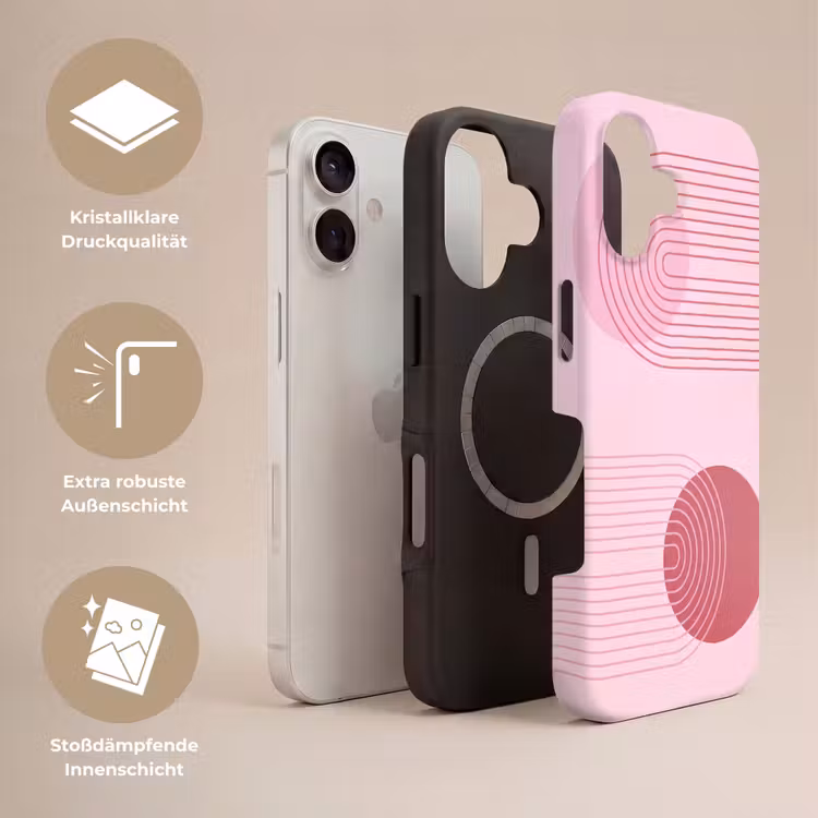 Vormen - Lijnen - Minimalistisch - Roze Toughcase MagSafe Apple iPhone 17 klein -USP_Lagen_DE