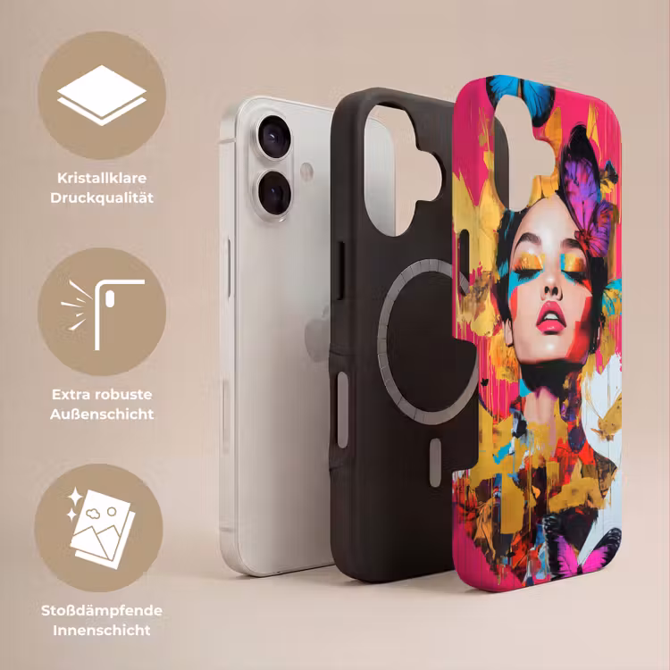 Vrouw - Abstract - Kleurrijk Toughcase MagSafe Apple iPhone 17 klein -USP_Lagen_DE