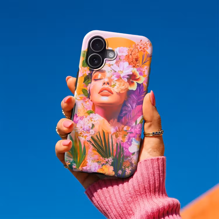 Vrouw - Abstract - Cirkel - Bloemen Toughcase MagSafe Apple iPhone 17 klein -Sfeer1V