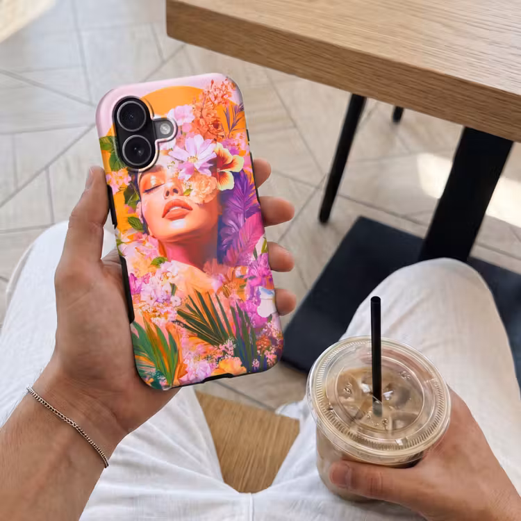 Vrouw - Abstract - Cirkel - Bloemen Toughcase MagSafe Apple iPhone 17 klein -Sfeer1M