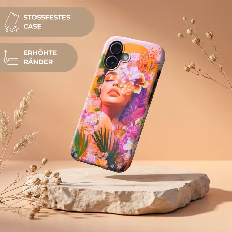 Vrouw - Abstract - Cirkel - Bloemen Toughcase MagSafe Apple iPhone 17 klein -USP_RandenV_DE