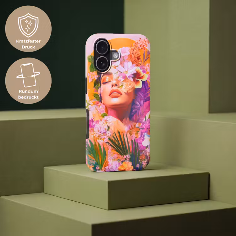 Vrouw - Abstract - Cirkel - Bloemen Toughcase MagSafe Apple iPhone 17 klein -USP_PrintM_DE