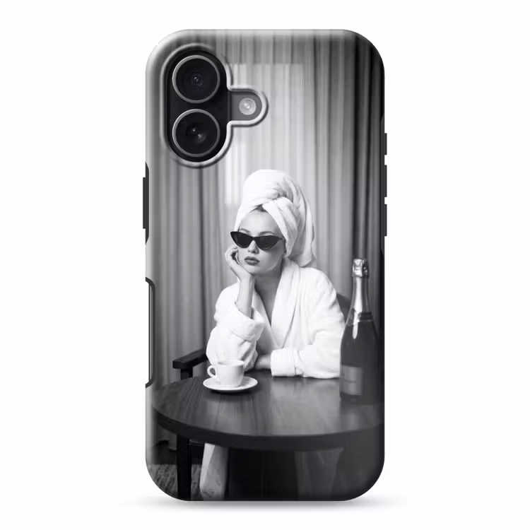 Vrouw - Bubbels - Zwart - Wit Toughcase MagSafe Apple iPhone 17 klein -3d