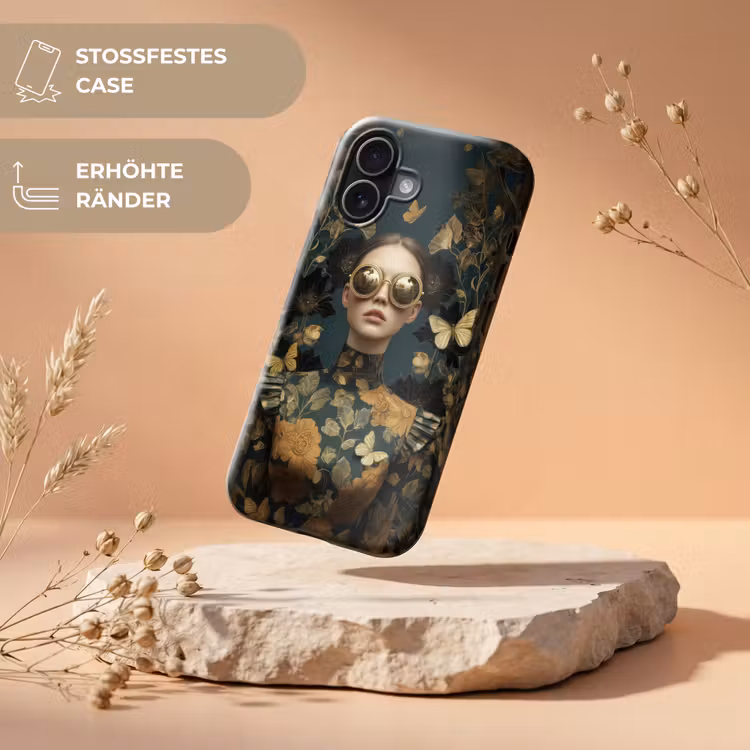Vrouw - Bladeren - Goud - Vlinders Toughcase MagSafe Apple iPhone 17 klein -USP_RandenV_DE