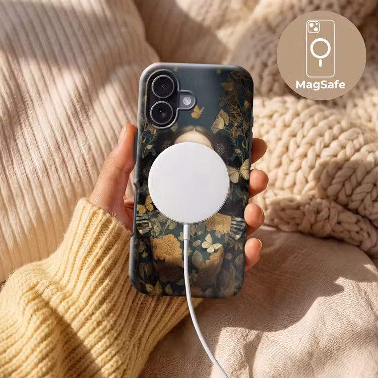 Vrouw - Bladeren - Goud - Vlinders Toughcase MagSafe Apple iPhone 17 klein -USP_MagsafeV