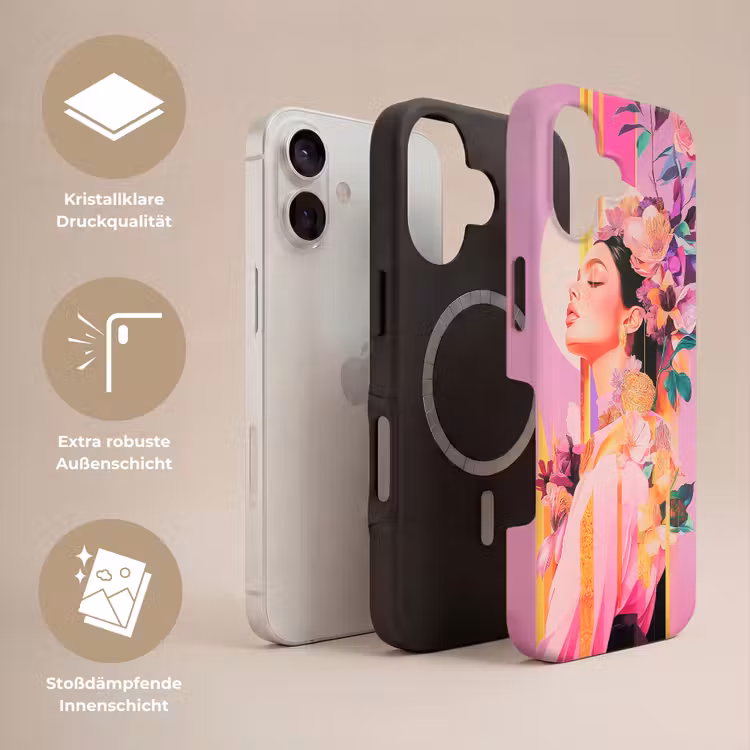 Vrouw - Bloemen - Paars - Abstract Toughcase MagSafe Apple iPhone 17 klein -USP_Lagen_DE