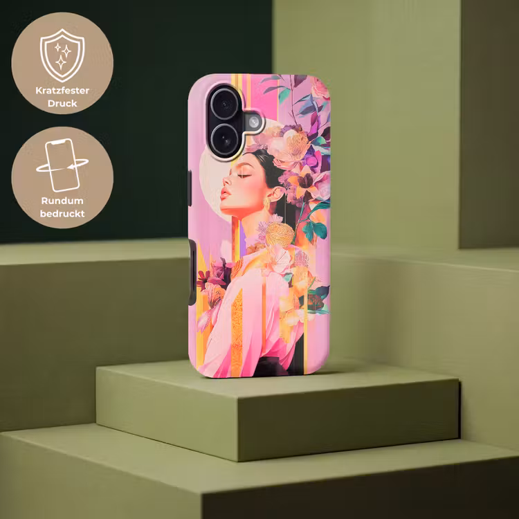 Vrouw - Bloemen - Paars - Abstract Toughcase MagSafe Apple iPhone 17 klein -USP_PrintM_DE