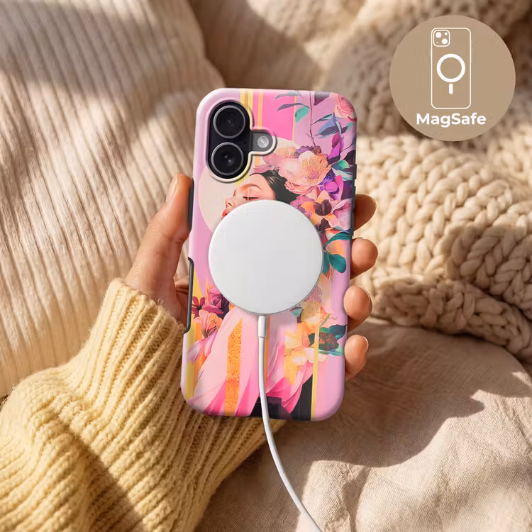 Vrouw - Bloemen - Paars - Abstract Toughcase MagSafe Apple iPhone 17 klein -USP_MagsafeV