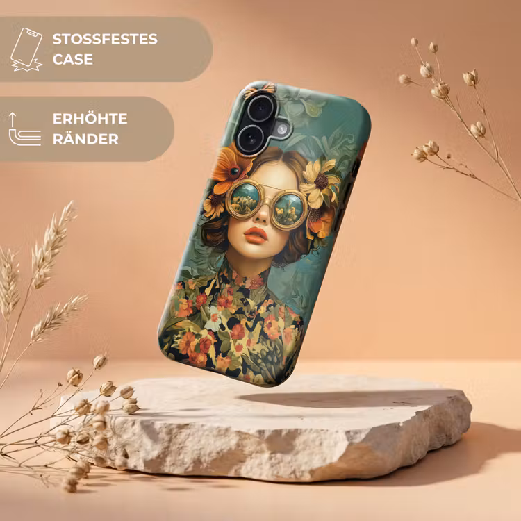 Vrouw - Bloemen - Vlinders - Natuur - Vintage Toughcase MagSafe Apple iPhone 17 klein -USP_RandenV_DE