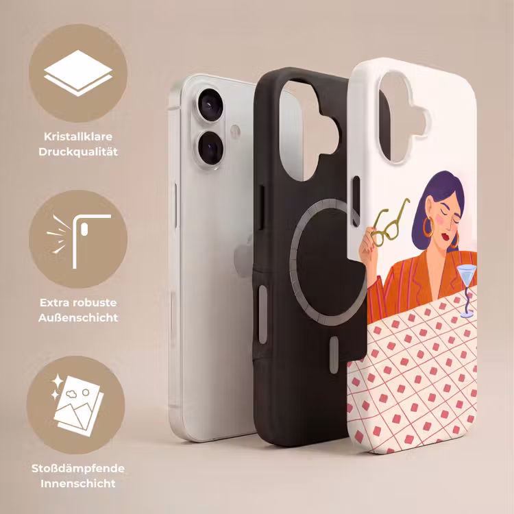 Vrouw - Bril - Cocktail - Illustratie - Modern Toughcase MagSafe Apple iPhone 17 klein -USP_Lagen_DE