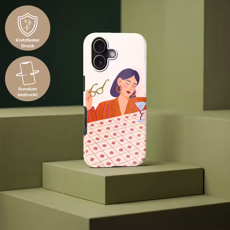 Vrouw - Bril - Cocktail - Illustratie - Modern Toughcase MagSafe Apple iPhone 17 klein -USP_PrintM_DE