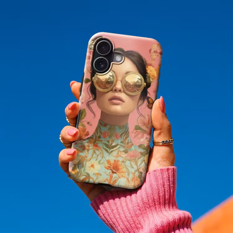 Vrouw - Bril - Roze - Bloemen Toughcase MagSafe Apple iPhone 17 klein -Sfeer1V