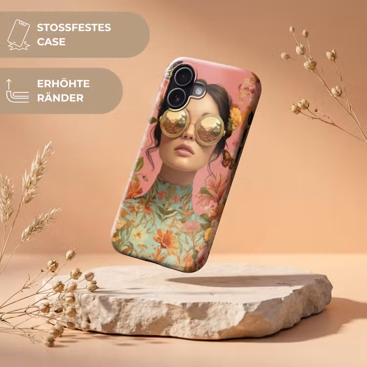 Vrouw - Bril - Roze - Bloemen Toughcase MagSafe Apple iPhone 17 klein -USP_RandenV_DE